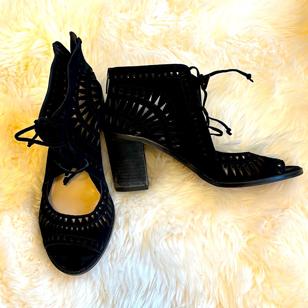 Vince Camuto laser cut heels/booties